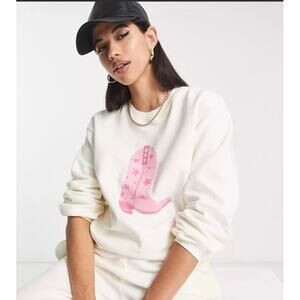 Threadbare Dixie oversized printed cowgirl sweatshirt Space Cowboy size 10